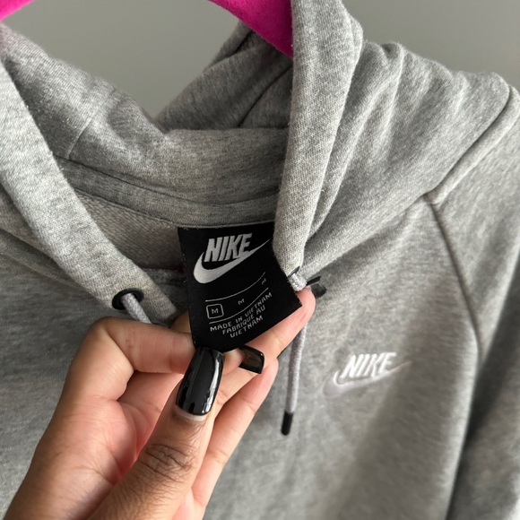 Nike Sportswear Essential Pullover Fleece Hoodie Heather Grey Medium - Picture 3 of 5
